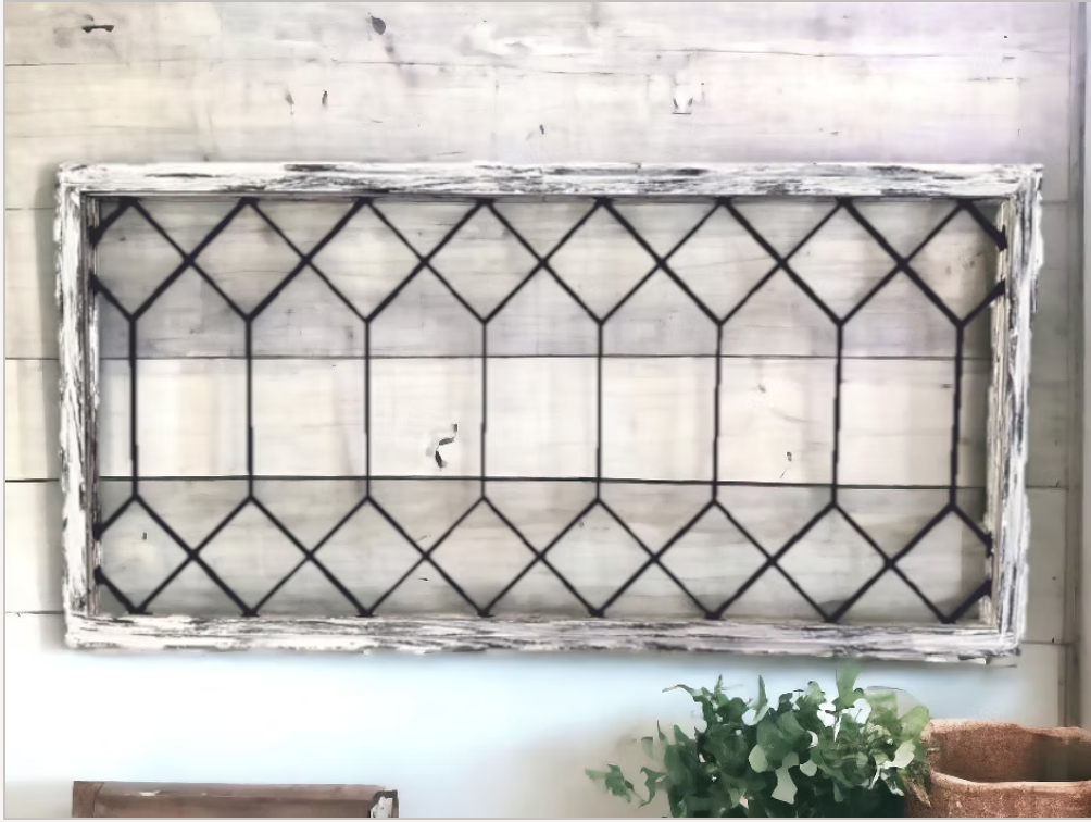 Double Diamond Distressed Farmhouse Window
