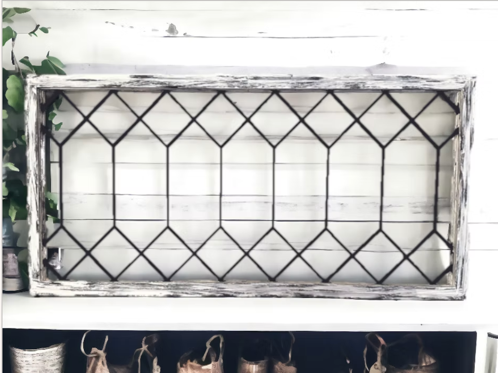 Double Diamond Distressed Farmhouse Window