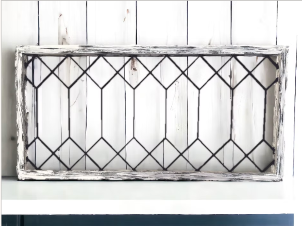 Double Diamond Distressed Farmhouse Window