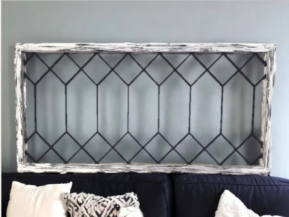 Double Diamond Distressed Farmhouse Window