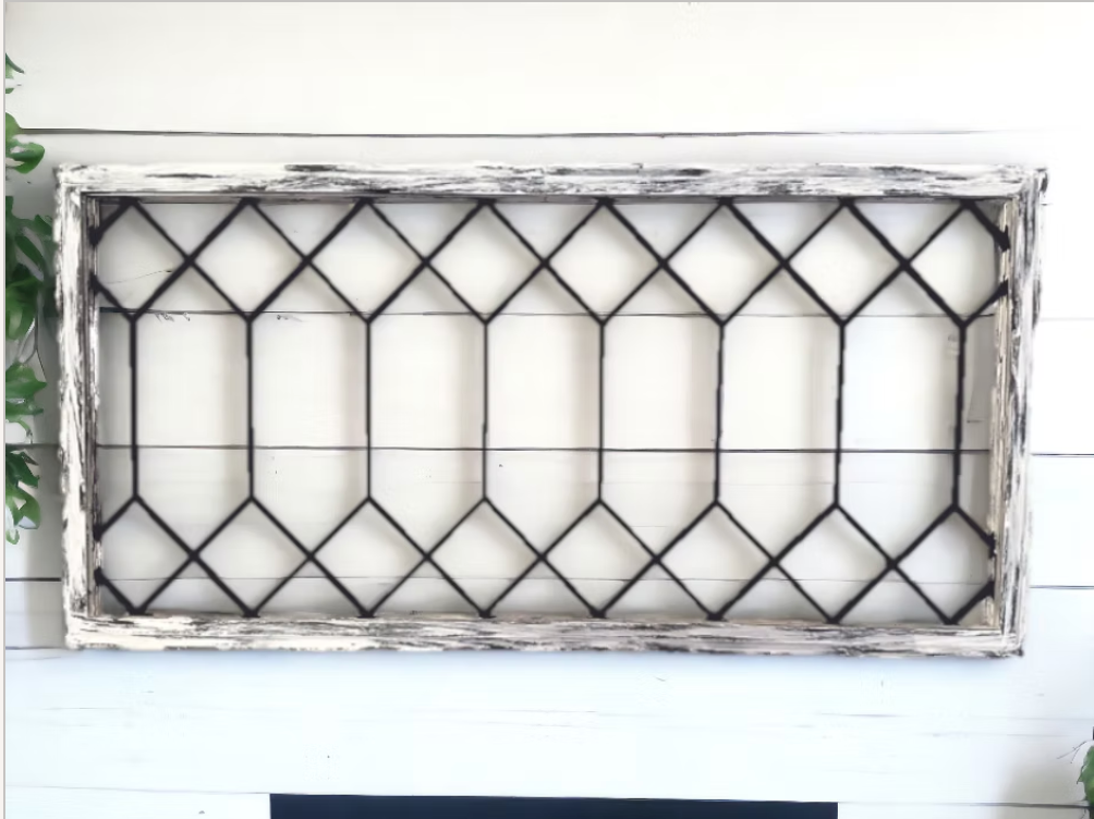 Double Diamond Distressed Farmhouse Window