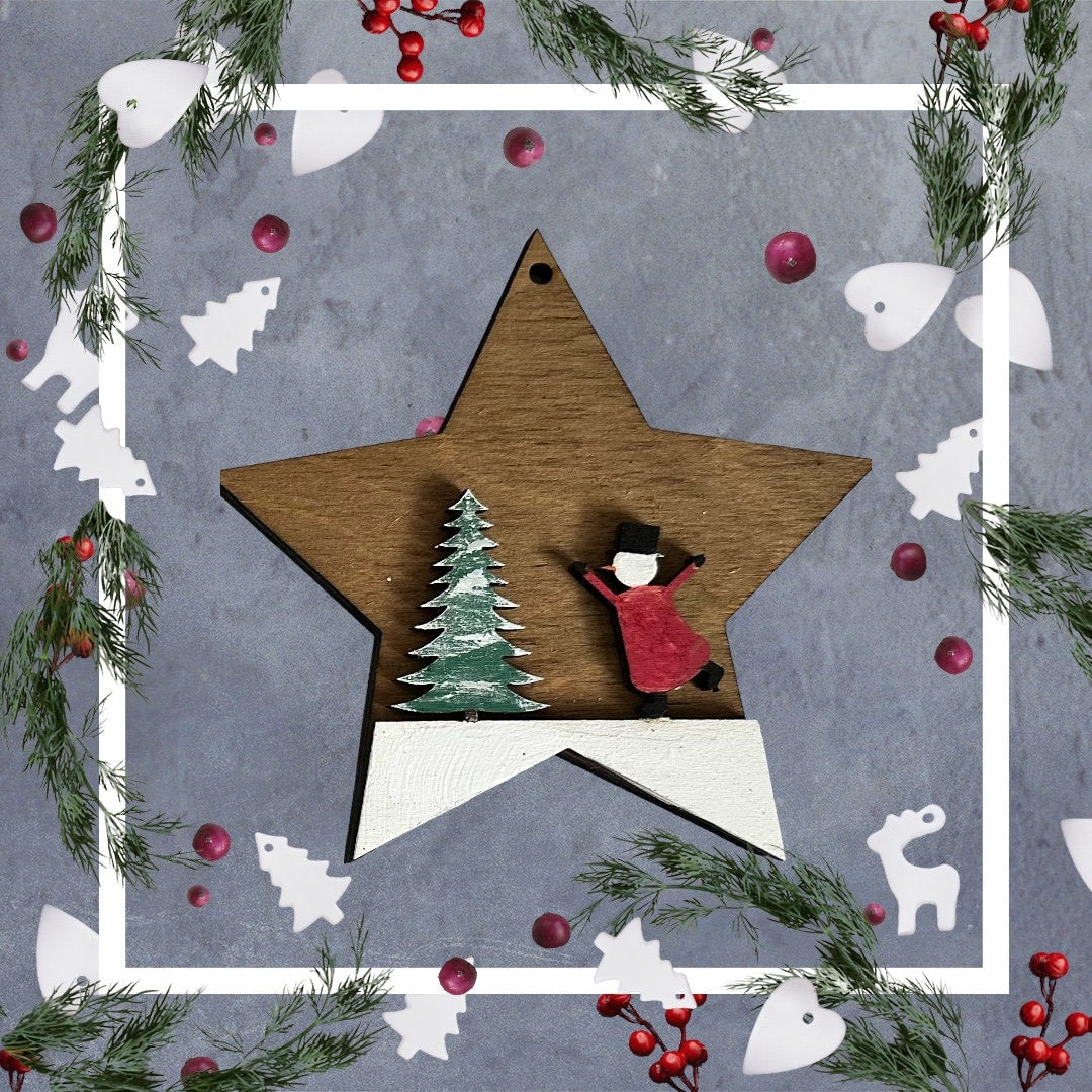 Star Scene Christmas Ornament SVG File (Digital Download)