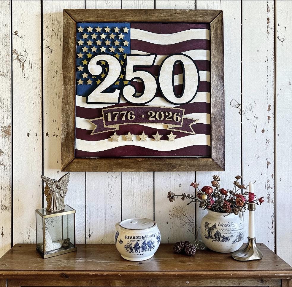 American Flag 250 Framed Art SVG File (Digital Download)