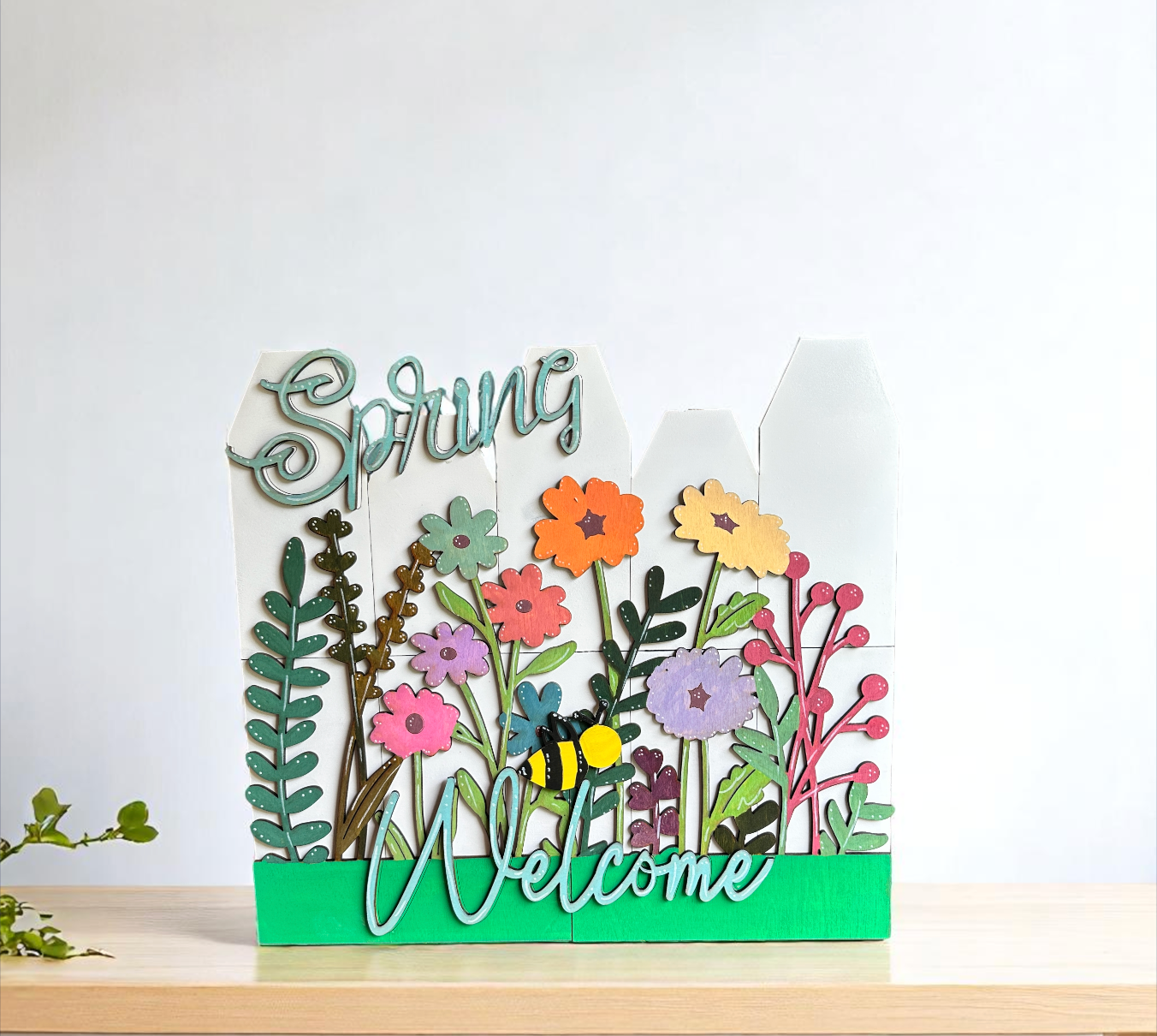 Spring Welcome fence sign