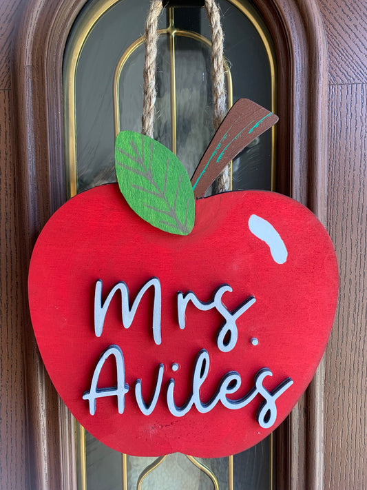 Apple Teacher Classroom Door Sign
