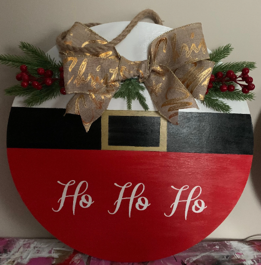 Santa Belt Christmas Door Hanger