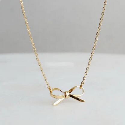 18K Stainless Steel Tarnish Free Bow Necklace