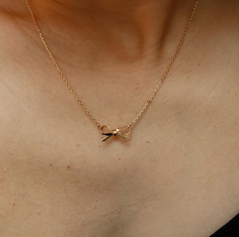 18K Stainless Steel Tarnish Free Bow Necklace