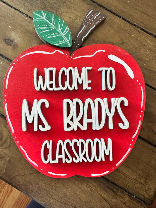 Apple Teacher Classroom Door Sign