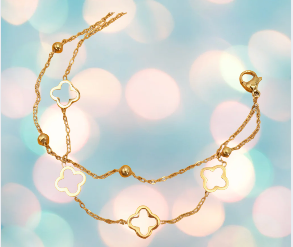 18K Stainless Steel Tarnish Free Clover Bracelet