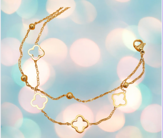 18K Stainless Steel Tarnish Free Clover Bracelet