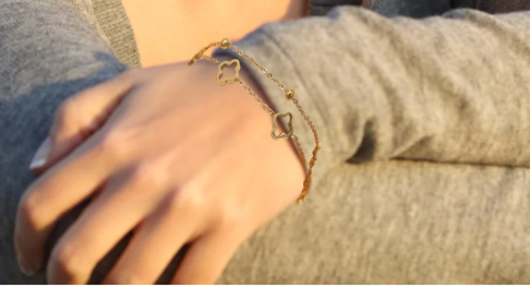 18K Stainless Steel Tarnish Free Clover Bracelet