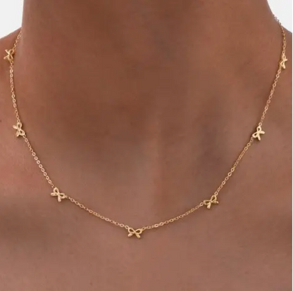 18K Stainless Steel Tarnish Free Bow Necklace