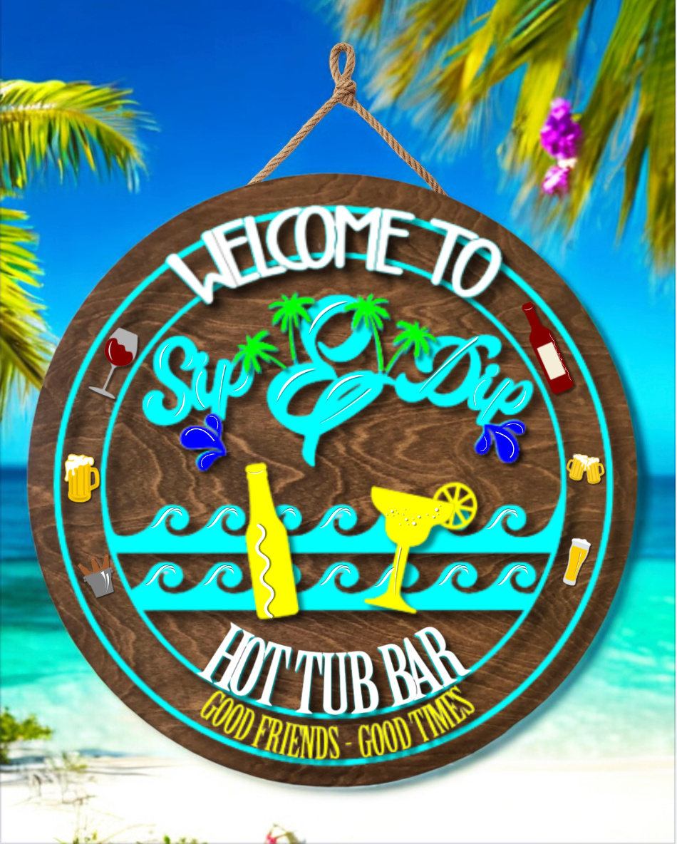Welcome to the Hot tub or Swim up bar Sign