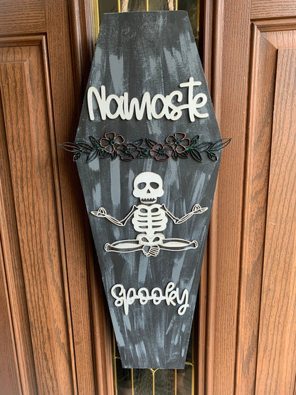 Coffin and Namaste Spooky Skeleton SVG File (Digital Download)