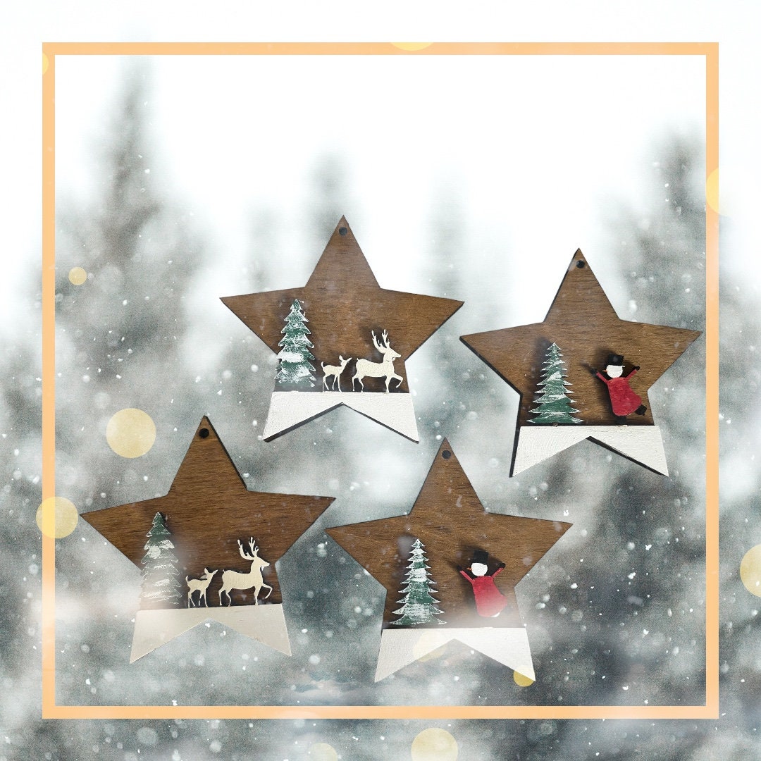 Star Scene Christmas Ornament SVG File (Digital Download)