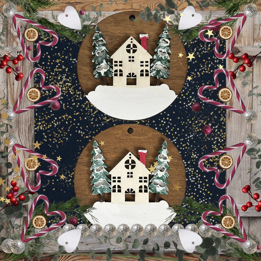 Christmas Winter House Ornament SVG File (Digital Download)