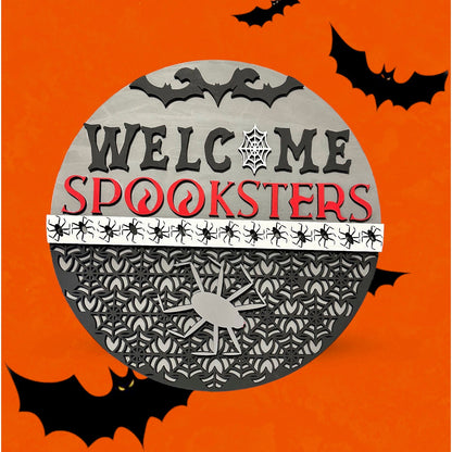 Welcome Spooksters Door Hanger SVG File (Digital Download)