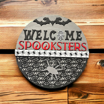 Welcome Spooksters Door Hanger SVG File (Digital Download)