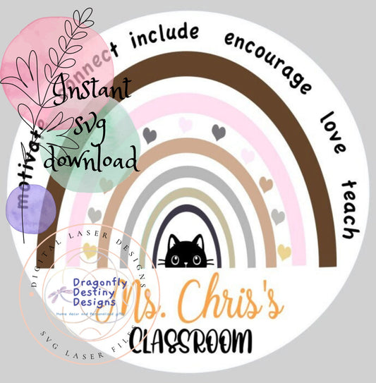 Teacher Rainbow Classroom Sign SVG File (Digital Download)