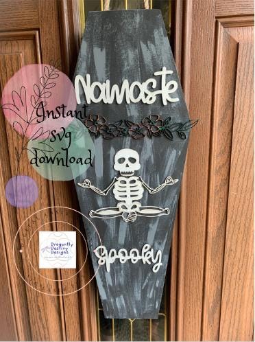 Coffin and Namaste Spooky Skeleton SVG File (Digital Download)