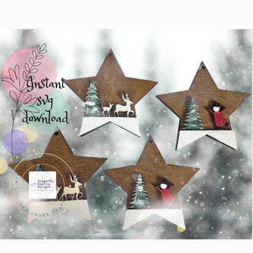 Star Scene Christmas Ornament SVG File (Digital Download)