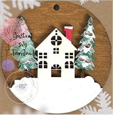 Christmas Winter House Ornament SVG File (Digital Download)