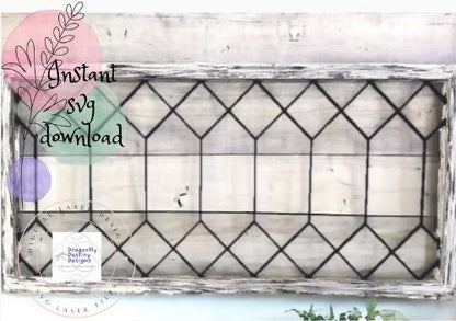 Double Diamond Distressed Farmhouse Window SVG File (Digital Download)