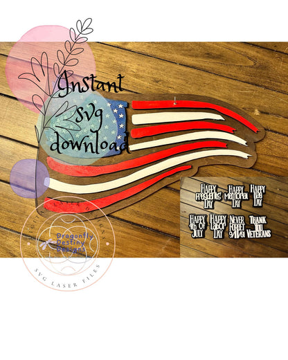 American Flag with 7 Flag Holiday add ons SVG File (Digital Download)