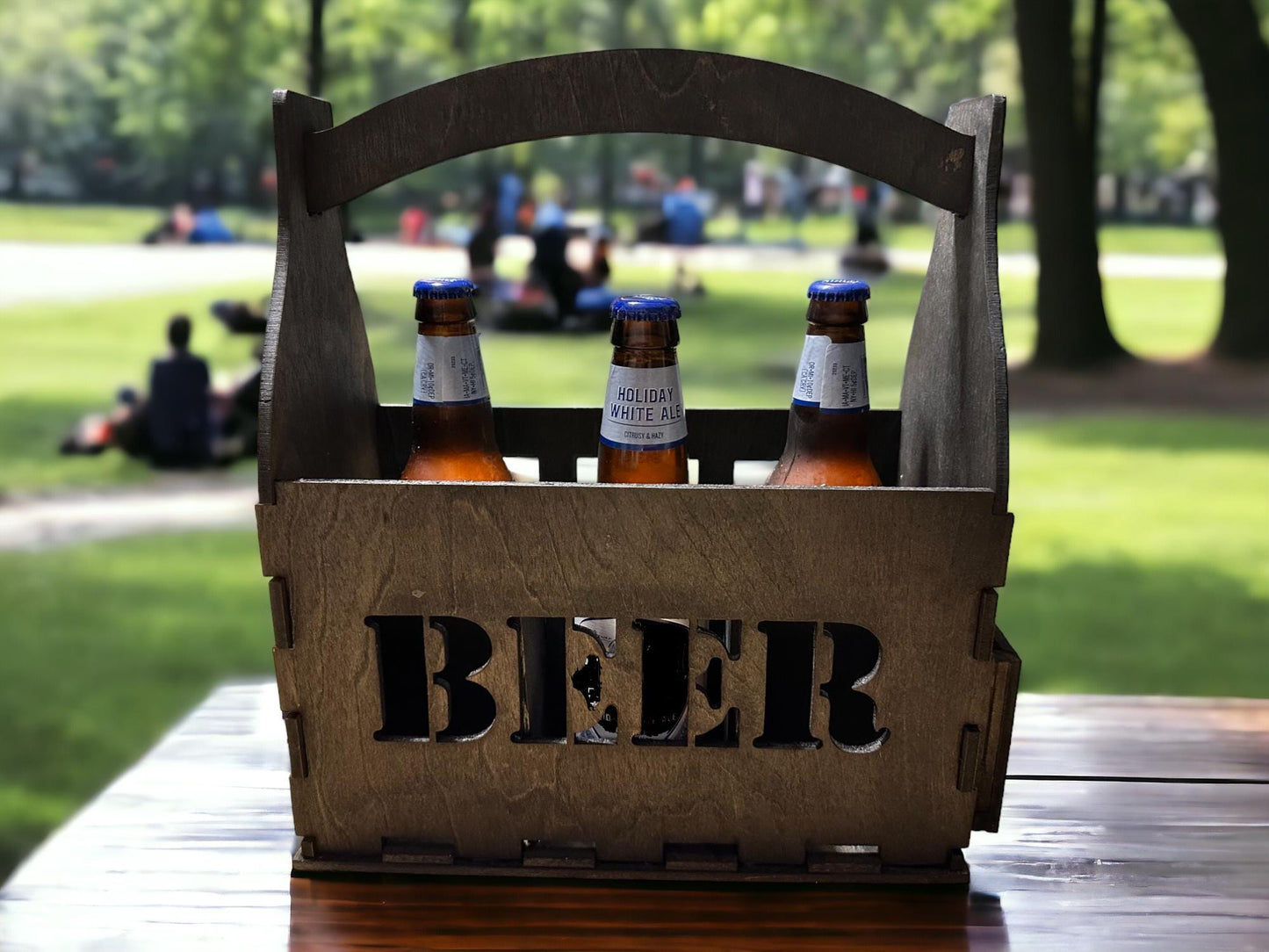Beer Caddy with Bottle Opener and Cap Holder SVG File (Digital Download)