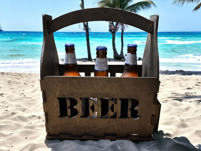 Beer Caddy with Bottle Opener and Cap Holder SVG File (Digital Download)