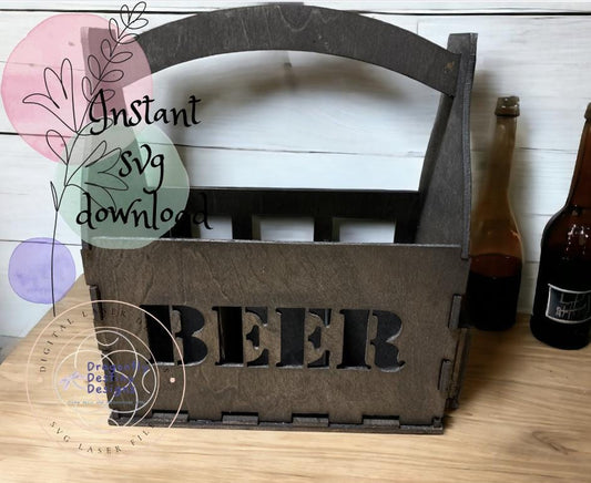 Beer Caddy with Bottle Opener and Cap Holder SVG File (Digital Download)