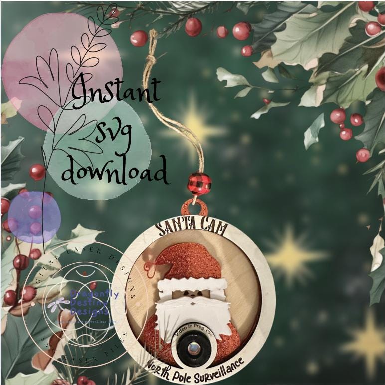 Santa Surveillance Cam Ornament SVG File (Digital Download)