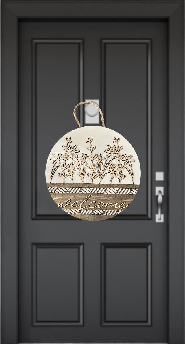 Welcome Geometric Sign with Wild Flowers SVG File (Digital Download)