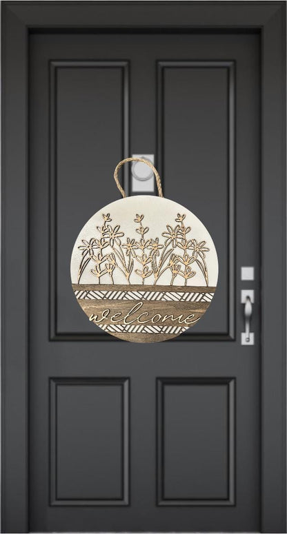 Welcome Geometric Sign with Wild Flowers SVG File (Digital Download)