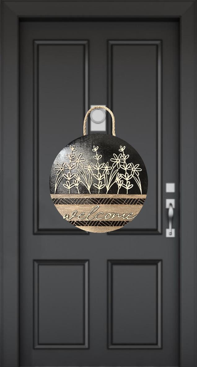 Welcome Geometric Sign with Wild Flowers SVG File (Digital Download)