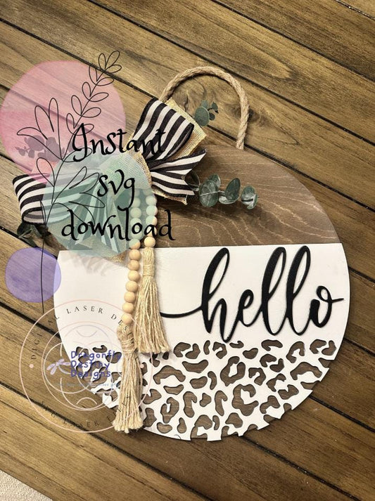 Hello Leopard Sign SVG File (Digital Download)