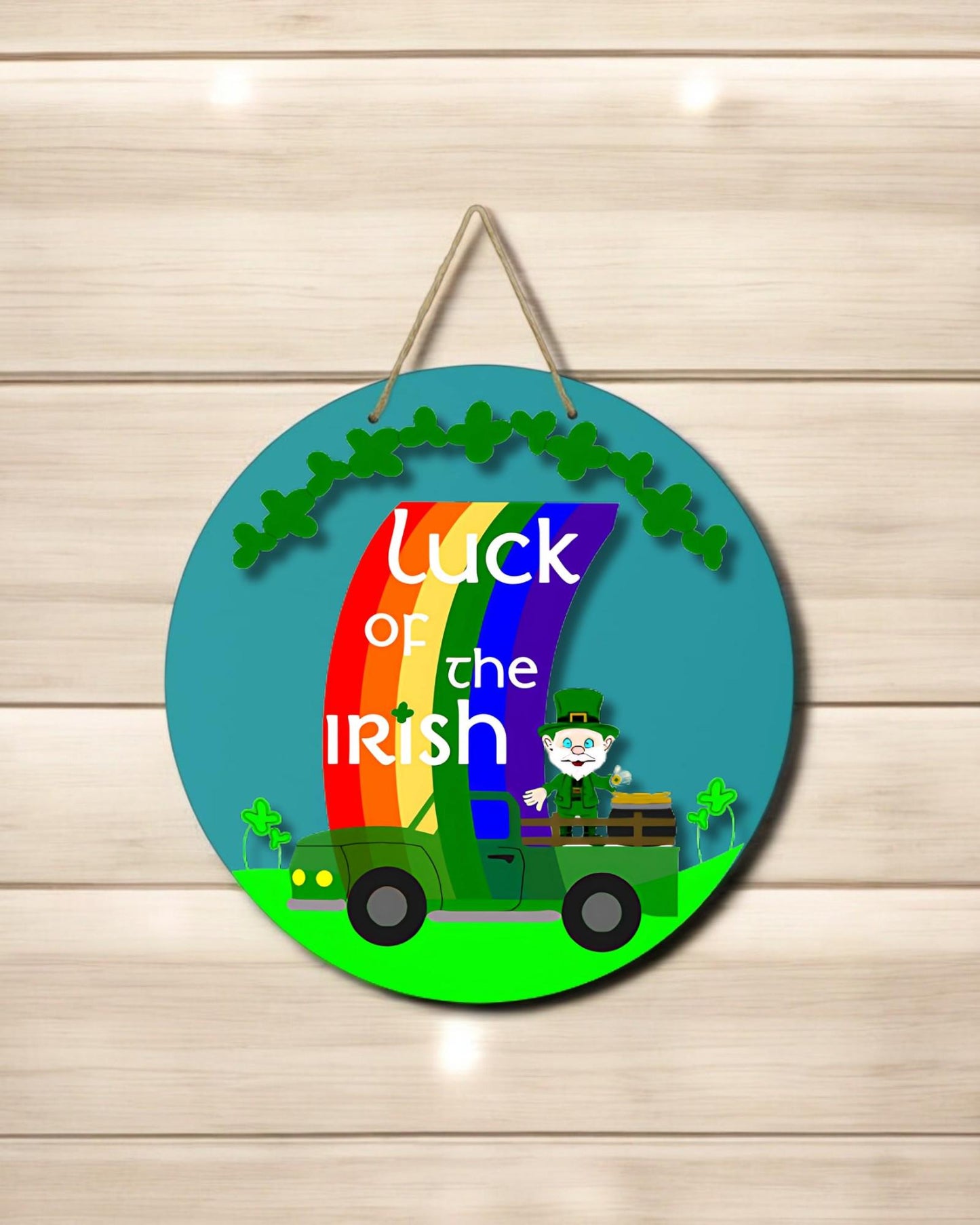 Luck of the Irish with Leprechaun and Green Truck SVG File (Digital Download)