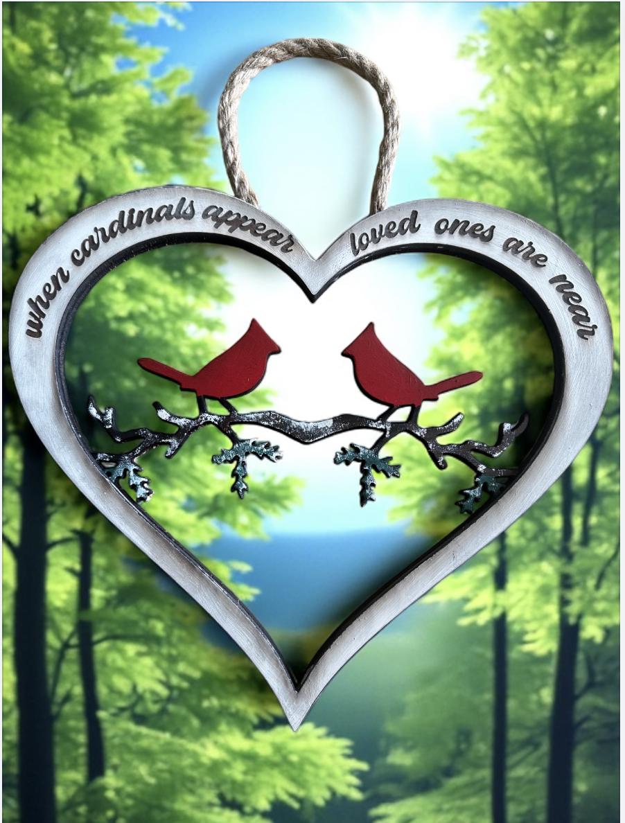 Cardinals Appear Heart and Carinal Appear Ornament SVG File (Digital Download)