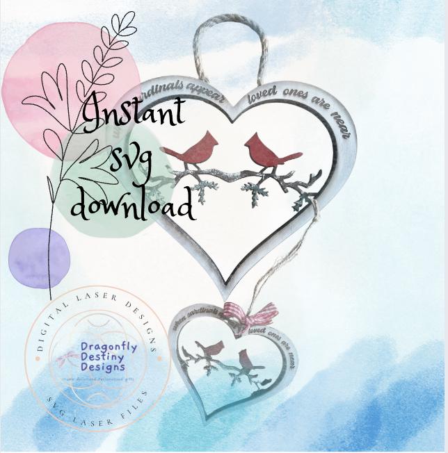 Cardinals Appear Heart and Carinal Appear Ornament SVG File (Digital Download)
