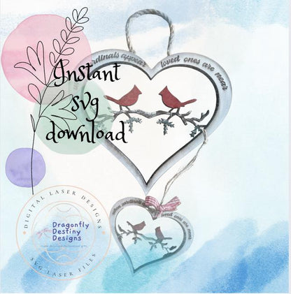 Cardinals Appear Heart and Carinal Appear Ornament SVG File (Digital Download)