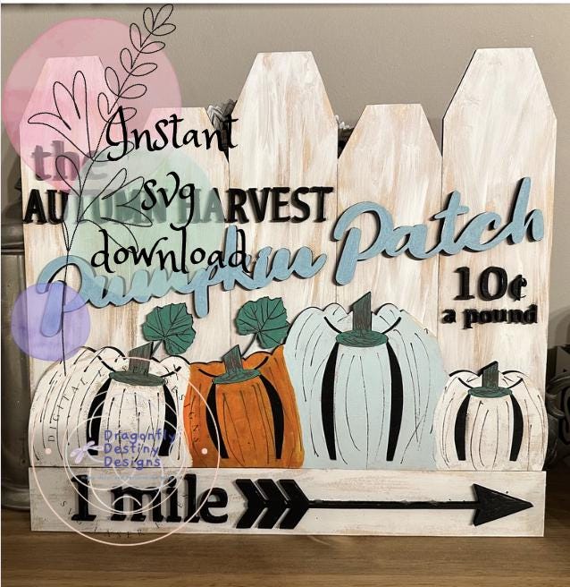 Pumpkin Patch Fence Sign SVG File (Digital Download)