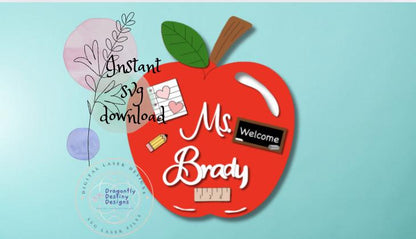 Apple Teacher Door Sign SVG File (Digital Download)