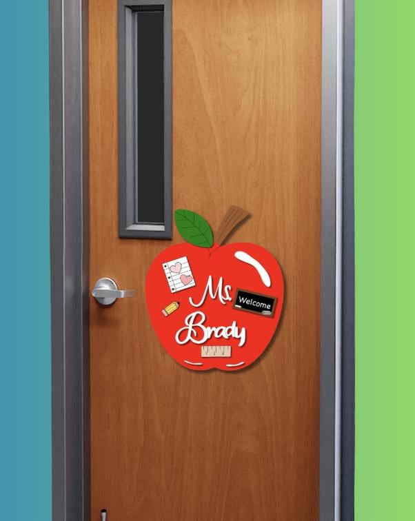 Apple Teacher Door Sign SVG File (Digital Download)