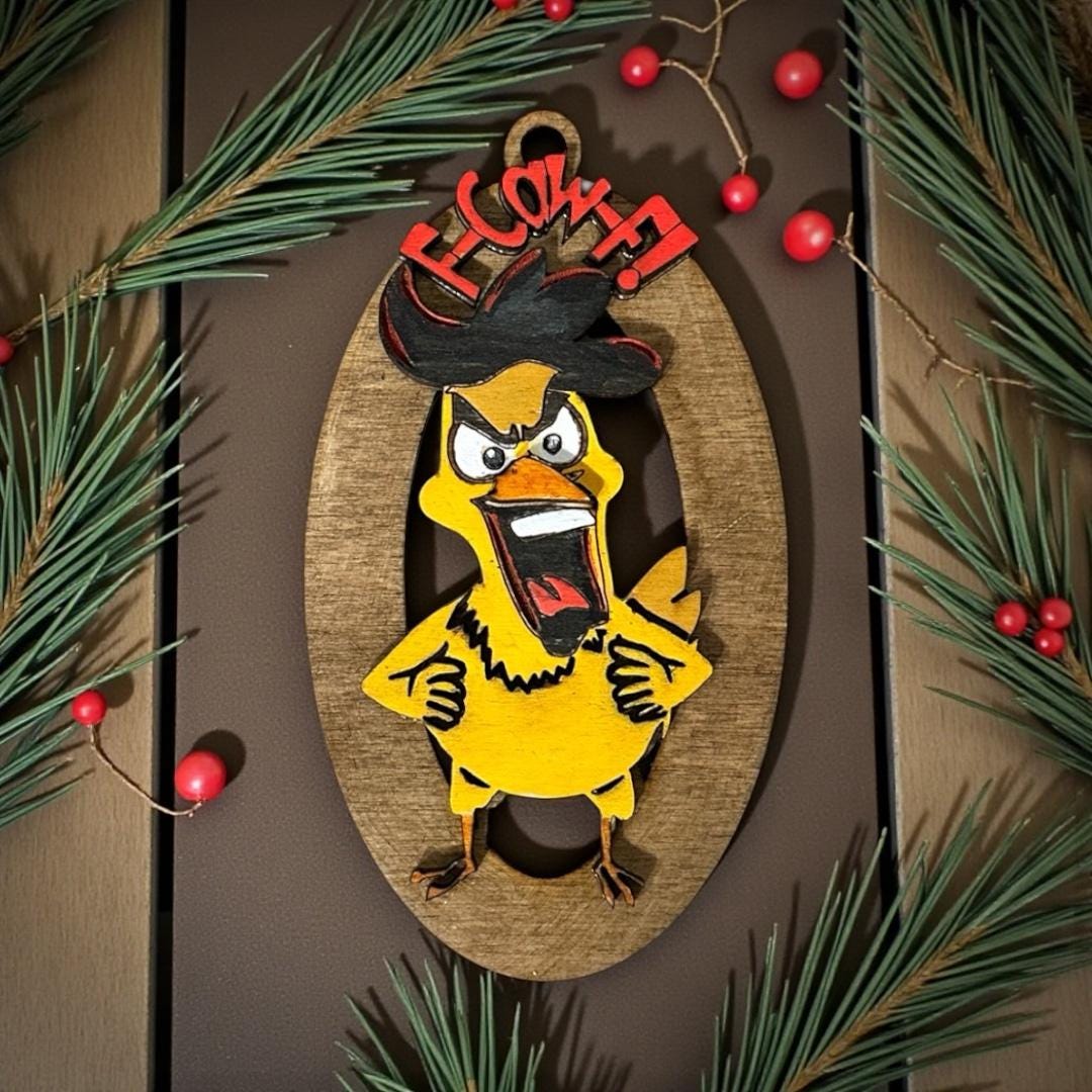 F-Caw-F Angry Chicken Ornament SVG File (Digital Download)