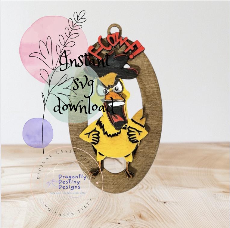 F-Caw-F Angry Chicken Ornament SVG File (Digital Download)