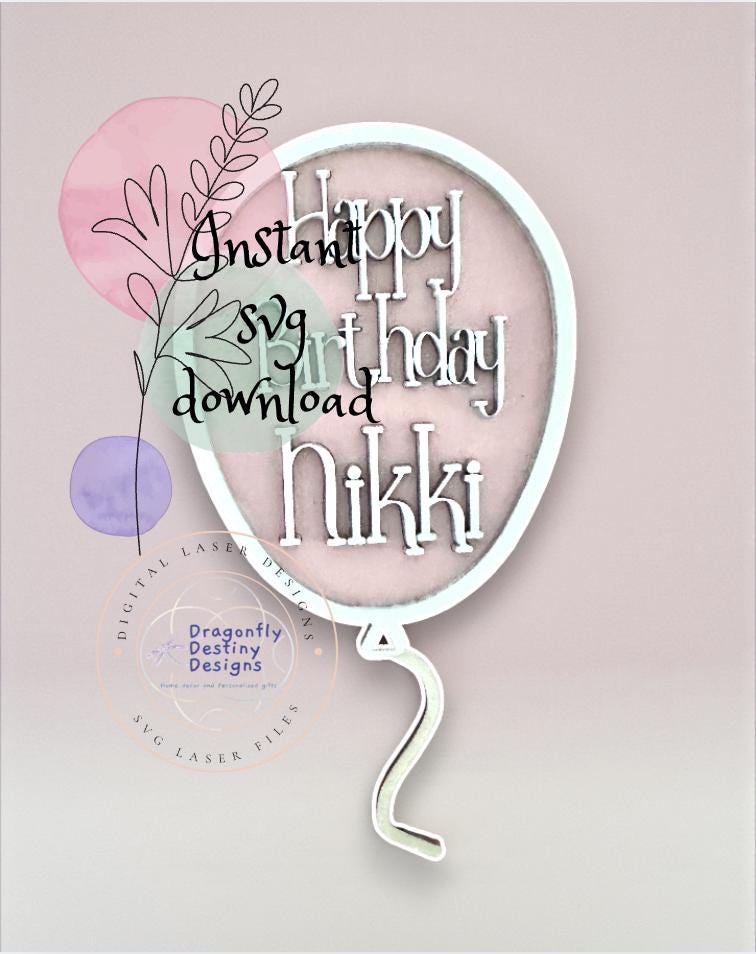 Birthday Balloon Gift Tag SVG File (Digital Download)