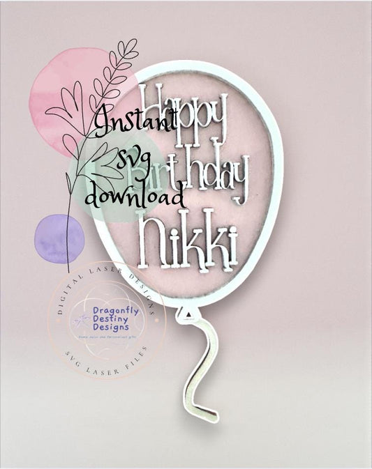 Birthday Balloon Gift Tag SVG File (Digital Download)