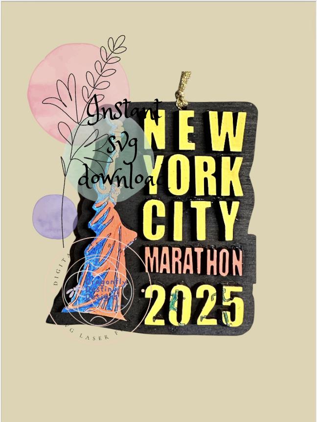NYC Marathon Ornament SVG File (Digital Download)