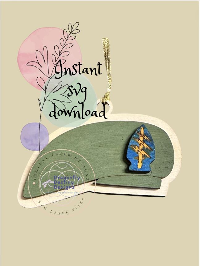 Green Beret Ornament SVG File (Digital Download)